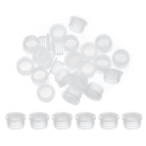 PATIKIL Bouchons Salières et Poivrières 16mm/0.63, 25pcs Bouchon de Rechange en Plastique Transparent avec Anneau de Traction pour Pots de Fleurs Bouteilles à Condiments Eau Tuyaux, Blanc