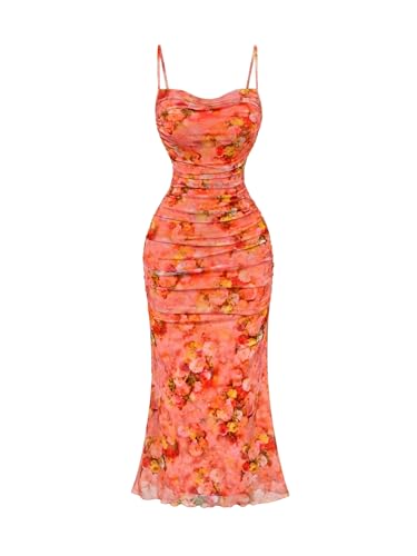 Image of GORGLITTER Women's Floral Spring Summer Wedding Guest Dress Bridal Shower Cocktail Tea Party Beach Midi Sun Dress 2026