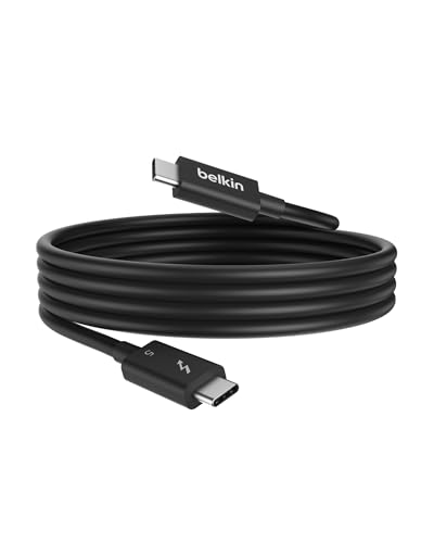 Belkin cable USB-C Thunderbolt 5 con Power Delivery (240 W), función Bandwidth Boost de hasta 120 Gbps, vídeo en 4K UHD, 1 m de largo, cable USB-C de carga rápida con certificación de Intel, negro