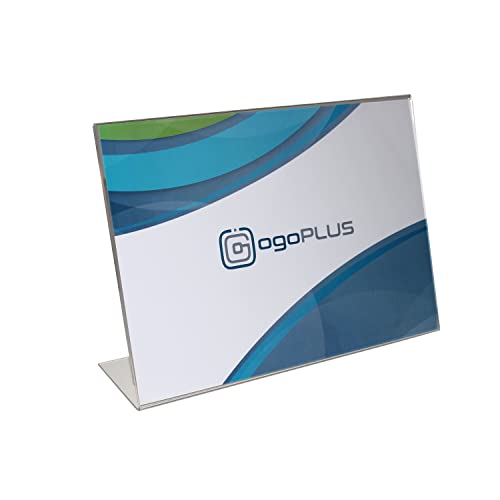 ogoPLUS L-Ständer DIN A4 Querformat / Acryl Tischaufsteller, Flyer Ständer, Menükartenhalter, Infoschild, Werbeträger, Acrylglas Preisschild, Aufsteller Werbung