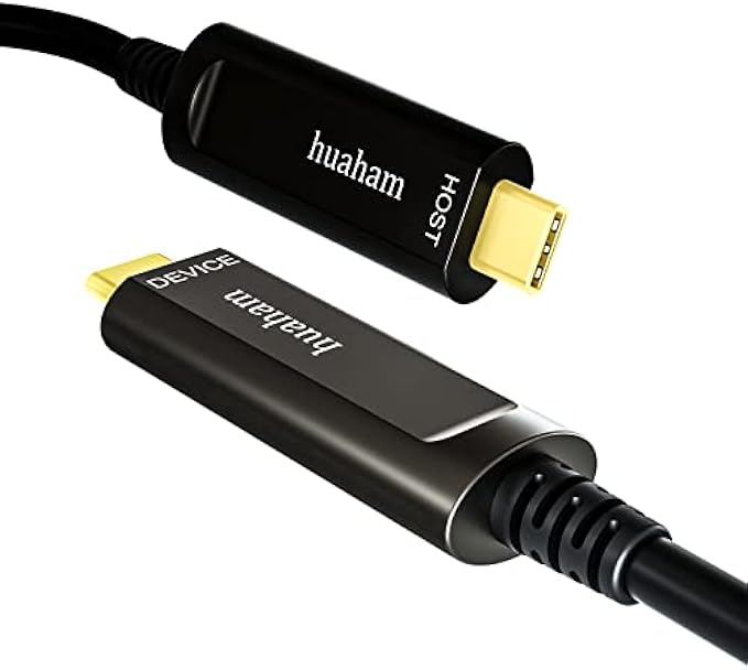 huaham Fiber Optic USB C to USB C Cable 15M/50FT Long Distance Transmission Slim USB 3.1 Cable, AOC 10Gbps Ultra High Speed USB Cable for VR, Xbox 360, Webcam, Laptop etc