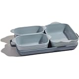 Our Place Bakeware Set | 5-Piece Ceramic Bakeware Collection with Stovetop-to-Oven Griddle Pan | PFAS-Free Non-Toxic Nonstick Pans, Oven Mat & Baking Dishes | Blue Salt
