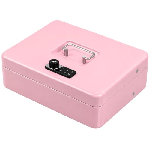 Image of KYODOLED Cash Box with Money Tray and Electronic Lock, 11.8 Inch, Pink
