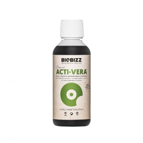 GROWMANIA Fertilizante Acti Vera de BioBizz 250 ML | Abono 100% Vegano Extraído de Aloe Vera | Sustrato beneficioso Crecimiento Plantas y Cultivos