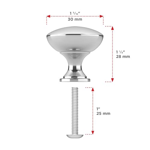 Image of Richelieu Hardware BP9041175 Copperfield Collection 1 3 /16-inch (30 mm) Brushed Chrome Functional Cabinet and Drawer Mushroom Knob for Kitchen, Bathroom, and Furniture
