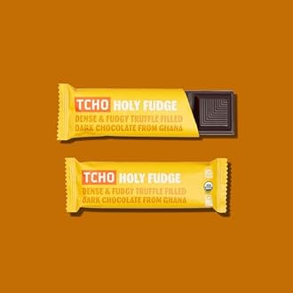 TCHO Holy Fudge Chocolate Truffle Bars - 100% Plant-Based Organic Dark Chocolate - Vegan, Soy-Free, Gluten-Free, Individually Wrapped Pure Cacao Bars - Rich Fudgy Indulgence in Every Bite (18-Pack)