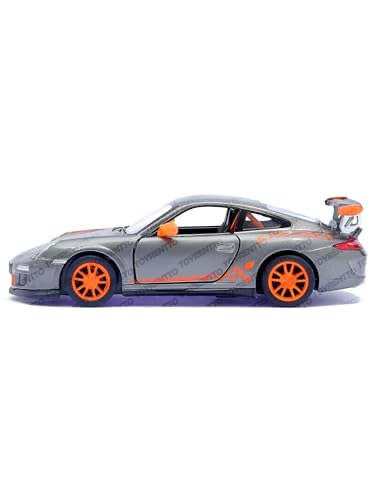 Image of 1:36 Porschee GT3 RS 2010 Alloy Sports Car Model - Diecast Metal Pull Back Toy with Openable Doors, Inertia Action, Collectible Car for Kids & Adults-Grey