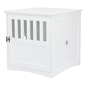 TRIXIE 19″ x 20″ Wooden Indoor Dog Crate, Small Side Table Home for Any Room, Ideal for Small Dogs, White