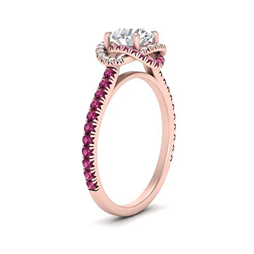 Image of 55Carat Choose Your Gemstone Flower Diamond CZ Ring rose gold plated Round Shape Halo Engagement Rings Ornaments Surprise for Wife Symbol of Love Clarity Comfortable US Size 4 to 12