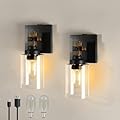 Floresita Battery Operated Wall Sconce 2-Pack Farmhouse Rechargeable Wall Lamp No Wired Required, Easy Install Cordless Wall Light