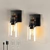 Battery Operated Wall Sconce 2 Pack Farmhouse Rechargeable Wall Lamp No Wired Required Easy Install Cordless Wall Light