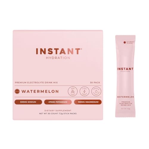 Image of Instant Hydration Electrolytes Powder Packets - Watermelon Electrolyte Drink Mix - Zero Sugar - Keto, Vegan, Gluten-Free, Non-GMO - Boost Recovery, Brain Health, Muscle & Tissue Support- 30 Sticks