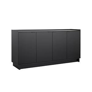 Prepac Simply Modern 4 Door Console Table Storage Cabinet, Buffet Cabinet for Storage and Organization, Modern Side Table with Doors & Shelves, 60”W x 30”H x 16”D, Black