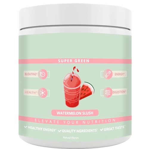 Poudre digestive Super Greens goût pastèque à boire chaque matin pour votre bien-être