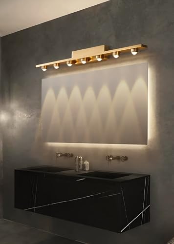 Image of FILLISKA 7 Way LED Mirror /Picture /Vanity Light with Warmwhite Light (7 LED Luxurious Gold-985B)(2 Year Warranty)