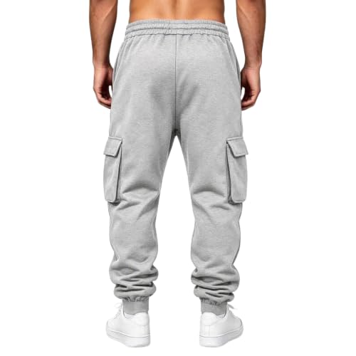 Pantalones Casuales para Hombres Cargo Sweatpants for Men Drawstring Baggy Joggers Hiking Fall Winter Pants Cargo Joggers Men Heavyweight Sweatpants Gray S - image 7