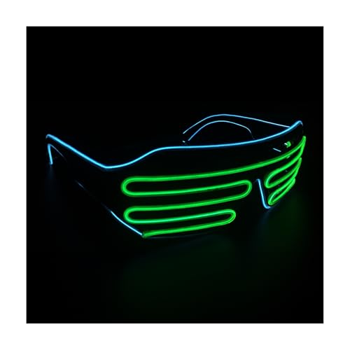 J&L Glasses LED Light Up Shutter Glasses EL Wire Neon Glasses Sound Activated for Halloween Disco Bar Party2