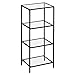 VASAGLE Scaffale da Bagno a 4 Ripiani di Vetro Temperato, Organizzatore Portaoggetti a 4 Livelli, Assemblaggio Facile, per Soggiorno, Camera da Letto, Ufficio, Nero LGT028B61
