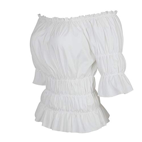 Off the Shoulder Tops for Women Renaissance Pirate Shirt White S - image 2
