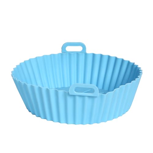 Image of Cutting EDGE Silicone Air Fryer Basket | Non Stick & Reusable Baking Tray | Round Liners With Ear Handles, Heat Resistant Oven Cooking Accessories (Set of 2, Red & Blue - Color)