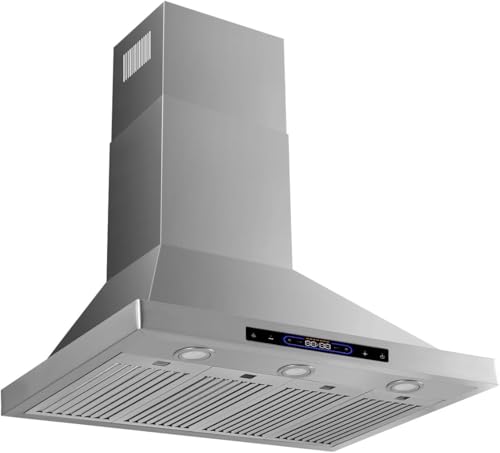 Image of VAV 48 inch Range Hood, 1500CFM Dual Motor, Gesture Control, Stainless Steel | Wall Mount Range Hood 4 Speed Exhaust Fan LED Lighting Convertible Vent