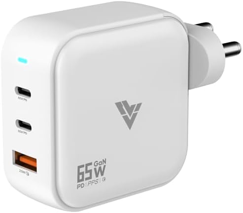 DR VAKU® 65W Charger Type C Fast Adapter with Multi Port Dual PD Charging GaN Technology for MacBook Laptop, iPhone 17/17 Air/17 Pro/17 Pro Max, 16/15/14/13/12 Series, Samsung and Android Devices