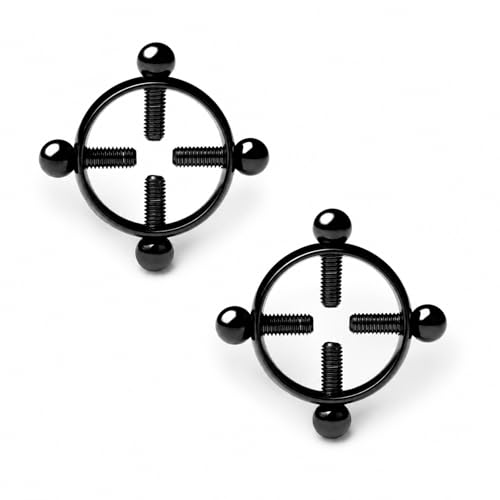 2Pcs Stainless Steel Non-Piercing Nipple Rings Black