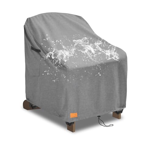UNARK Outdoor Adirondack Chair Covers 30W x 34D x 36H Inches, Patio Furniture Covers Waterproof Heavy Duty Outdoor Swivel Chair Cover,Gery
