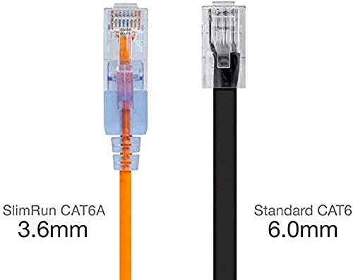Image of Monoprice Cat6A 10ft Yellow 10-Pk Patch Cable UTP 30AWG 10G Pure Bare Copper Snagless RJ45 SlimRun Series Ethernet Cable