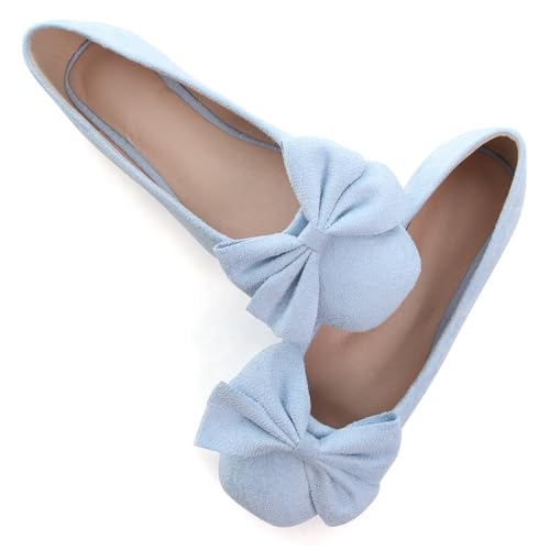 Dear Time Women's Bowknot Flats Square Toe Elegant Flats Shoes Comfort Ballet Flats Slip-on Casual Shoes3