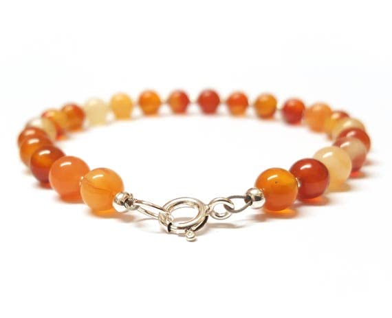 Bracelet cornaline anti-rupture fermoir argent 925 LK