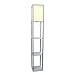 Simple Designs LF1014-GRY Etagere Organizer Storage Shelf Linen Shade Floor Lamp, Gray