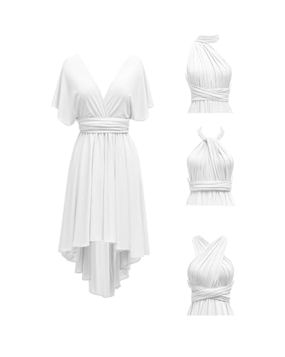 Image of Women's Short Convertible Dress with Bandeau High Low Infinity Bridesmaid Dresses Multi-Way Transformer Formal Dress