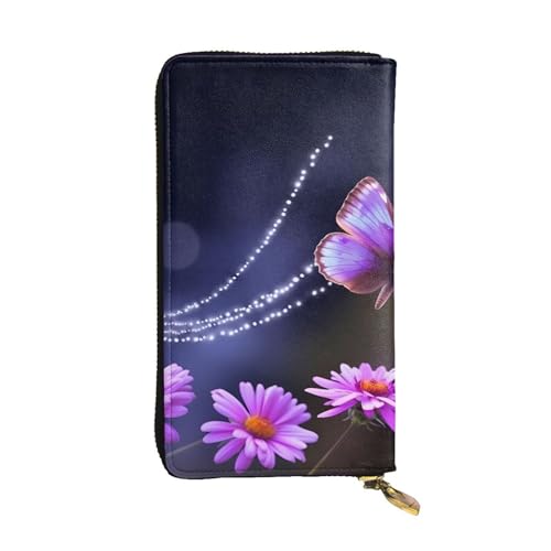 Portefeuille en cuir papillon violet pour ranger votre téléphone et vos cartes de crédit