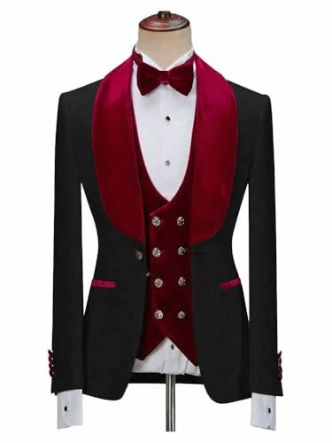 Mens Black Peak Lapel Blazer Luxury Party Prom Dinner Groom Tuxedo Wedding 3-Piece Slim Fit Suit2