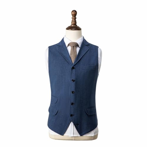 Men's Herringbone Wool Suit Vests Slim Fit Waistcoat Notch Lapel Vintage Casual Vest XS-4XL3