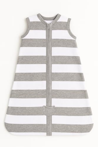 Image of TuddyBuddy 100% Cotton Wearable Blanket Sleeping Bag for Baby | Ideal for Babies & Kids Hypoallergenic Fabrics | Pack of 1 - Option 19 - Broad Grey Stripes, 18-24 Months