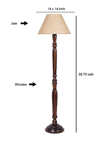 Image of Devansh Beige Jute Conical Wooden Floor lamp -23
