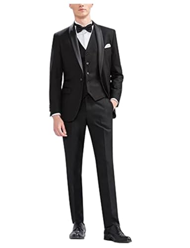 Costume 3 pièces de mariage haut de gamme avec finition revers châle