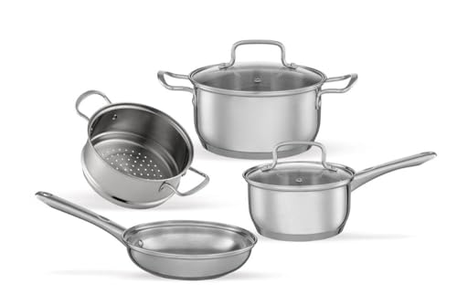 Brinox - Jogo de Panelas Aço Inoxidável Fundo Triplo 4 Peças Jasmin com Indução - Inox