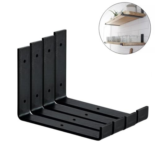 Kit Com 4 Suporte De Ferro Mão Francesa Invertida 20cm Na Cor Preta Prateleira Industrial