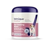 VETNIQUE Oticbliss Advanced Cleaning Ear Wipes for Dogs & Cats for Odor Control, Dirt and Wax Removal with Soothing Aloe Vera, Drying Agent and Vitamin E, Clear the Ear 100ct Wipes