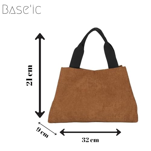 Base'ic Corduroy Tote Shoulder Bag for Women - Soft Retro Handbag, Large Capacity, Casual Stylish Purse4