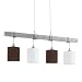 Produktbild EGLO Pendelleuchte Townshend 2, 4 flammige Hängelampe Vintage, Modern, Hängeleuchte Holz, Stahl in Weiß-Patina und Textil, Leinen in Weiß, Braun, Esstischlampe, Wohnzimmerlampe hängend mit E27 Fassung