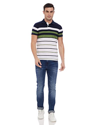 Image of EYEBOGLER Men's Striped Regular fit T-Shirt (T285HS White M)