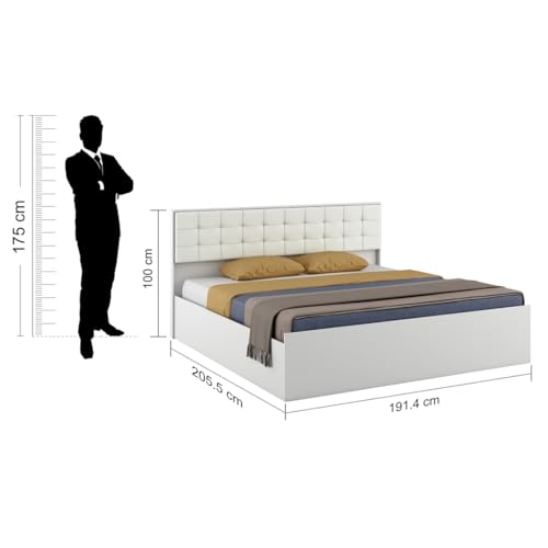 Image of Alvin King Size Box Bed | Engineered Wood | Frosty White Finish | Elegant & Strong | Knock-Down Delivery | 3 Years Warranty