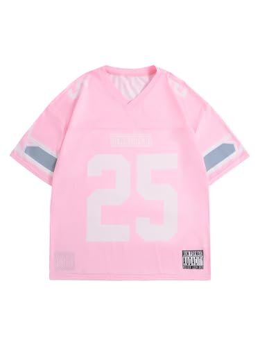 SOLY HUX Men's Short Sleeve Jersey Shirts V Neck Graphic Tees Mesh Loose Summer Sporty Tshirt Tops