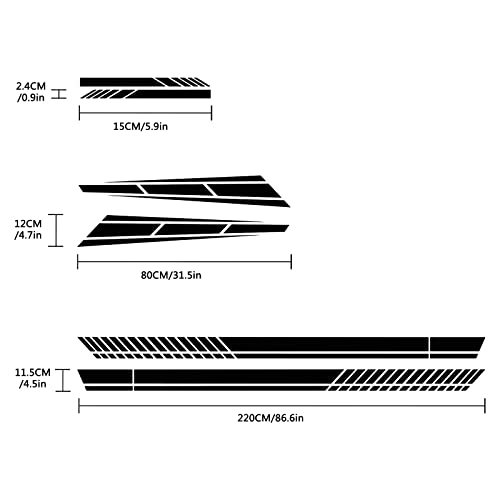 Yamuda Car Hood Body Rearview Mirror Personality Pull Flower Modification Decorative Stickers 6 Pcs Yq05 (Black) #TOP6