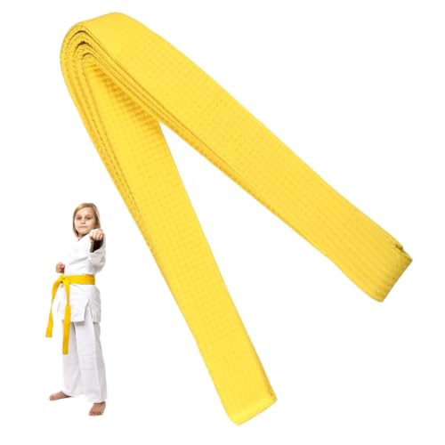 PRAOFRT Cinturón de judo de 180 cm Karate Deportes Artes marciales Cinturones de judo Cinturón profesional de Aikido Taekwondo Cinturón de tela gruesa Cinturón de artes marciales para niños (Amarillo)