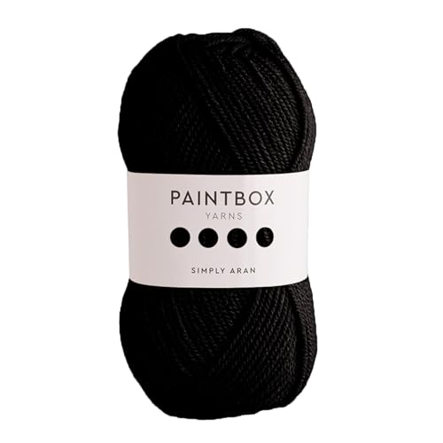 Paintbox Yarns Simply Aran Yarn - Acrylic Yarn - 201yds (184m)-100g (3.53oz) - Pure Black Acrylic Knitting Wool for Crochet - Soft & Durable - Heavy Worsted - Great for Jumpers, Cardigans & Crafts